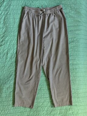 Koret Y2K Pinstripesd Pull-On Cotton Pants Straight Leg Drawstring XL